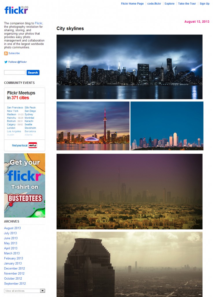 Screenshot of Flickr Blog. The rights belong to the author of each photograph.